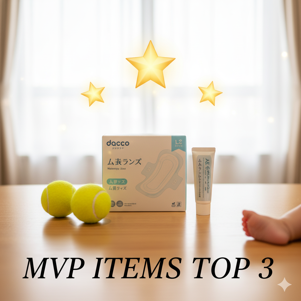 入院バッグに入れて良かったMVPアイテム3選：お産パッド・テニスボール・ピュアレーン