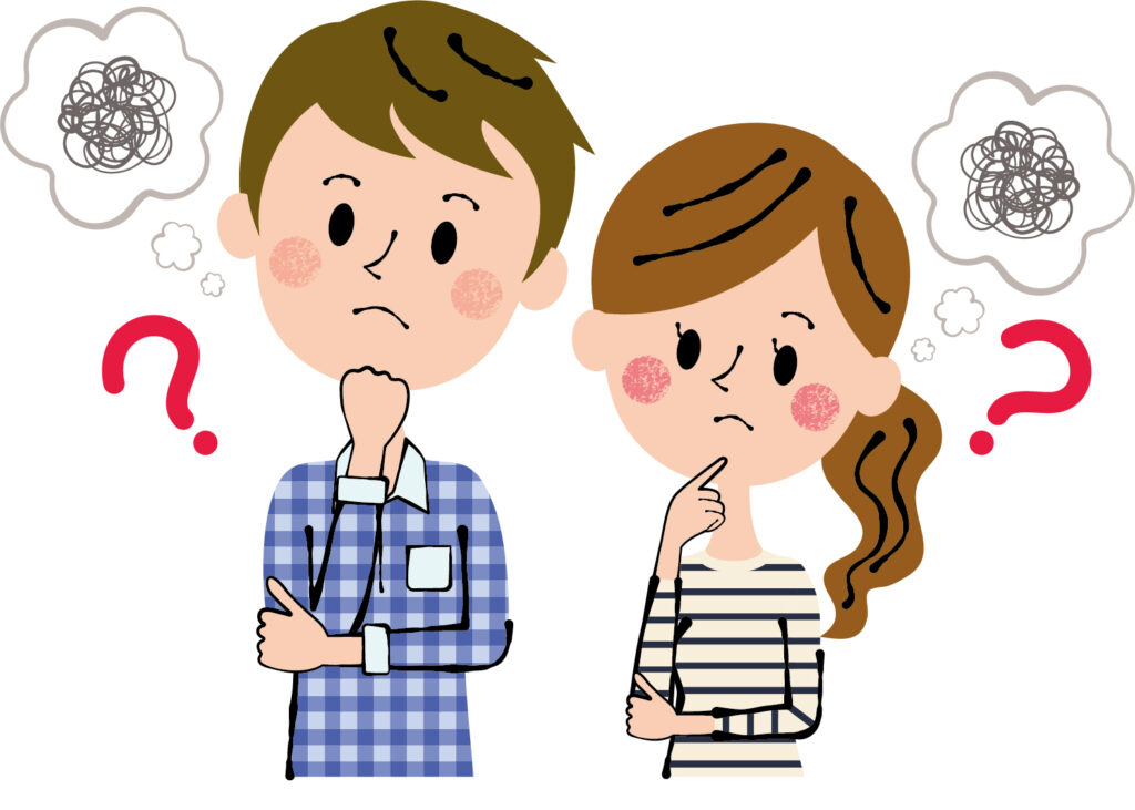 ニューボーンフォトのスタジオ選びで迷う夫婦の様子