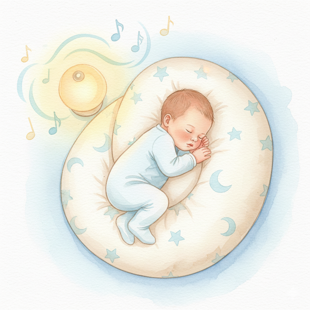 寝かしつけ成功！クッションの上でスヤスヤ眠る新生児