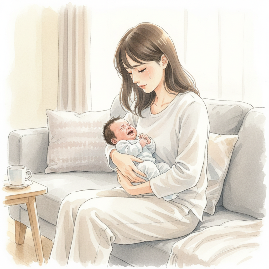 魔の3週目で理由が分からず涙する妻の様子