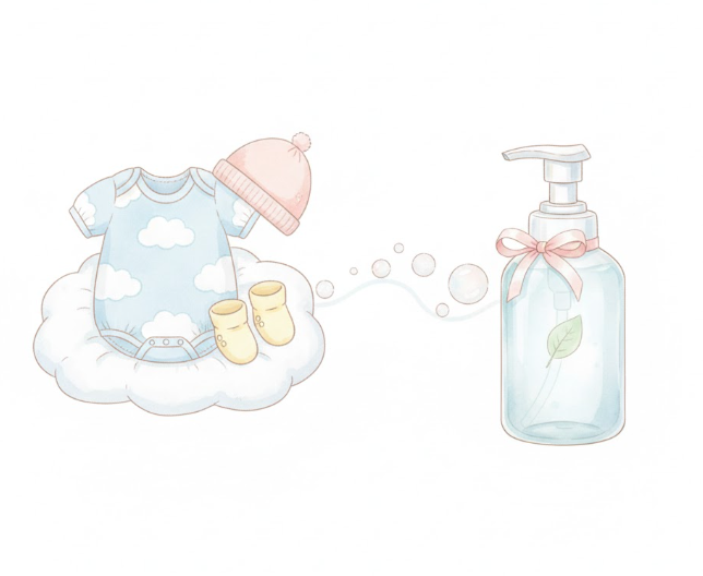 可愛いベビー服と赤ちゃんの健康(スキンケア)という価値観