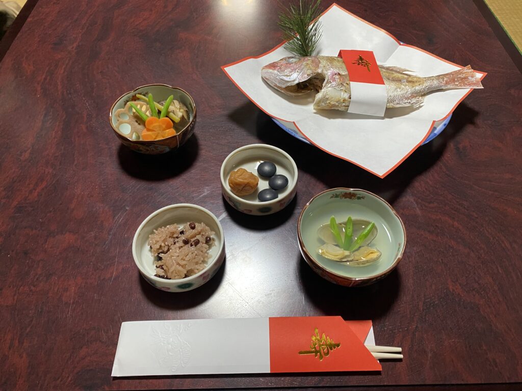 家族で分担して作った手作りお食い初めの献立